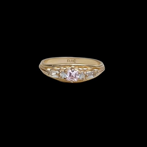 DAC Pink Sapphire and CZ Gold Ring - Picture 8 of 12